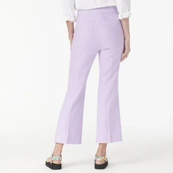 J. Crew Hayden Kickout Crop Pant Stretch Linen Lilac Size 6 - Picture 2 of 12